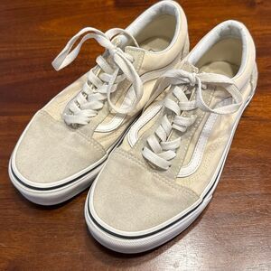 Vans Old Skool Canvas Suede Lace Up Sneakers Shoes Women’s US 7.5 Men’s 6 Cream